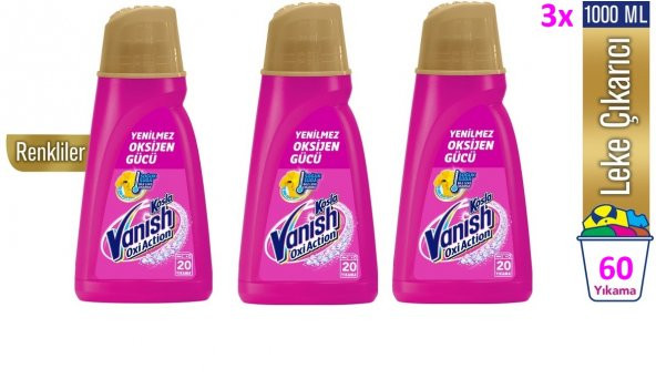 Vanish Kosla Oxi Action Gold Sıvı Leke Çıkarıcı Renkli 1000ml x3