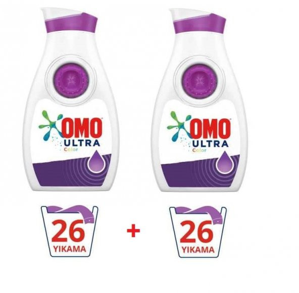Omo Ultra Konsantre Sıvı Çamaşır Deterjanı Color 26 Yıkama x2