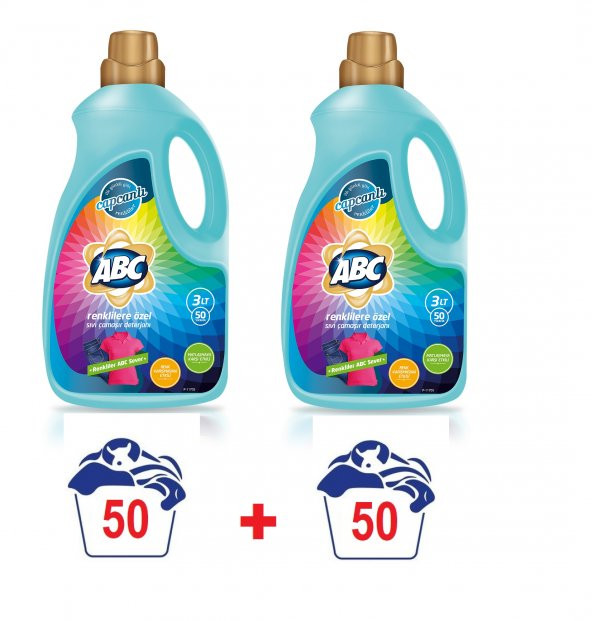 ABC Sıvı Renkliler Çamaşır Deterjanı Renkli 50 Yıkama 3 Litre x2