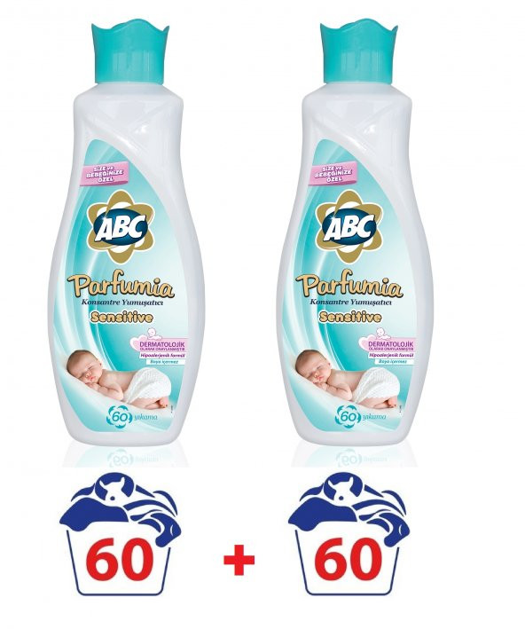 ABC Sensitive Bebek Konsantre Çamaşır Yumuşatıcı 60 yıkama x2