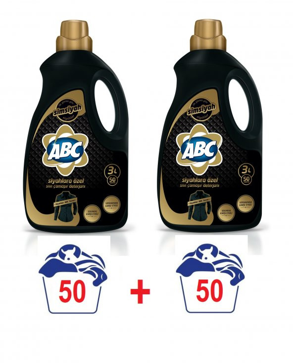 ABC Sıvı Siyahlar Çamaşır Deterjanı Siyah 50 Yıkama 3 Litre x2