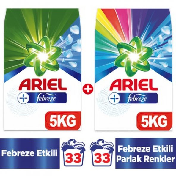 Ariel Matik Toz Çamaşır Deterjanı Beyaz Renkli Febrez Etki5+5 kg