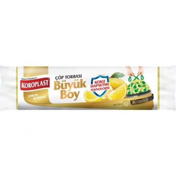 Koroplast Güçlü Büzgülü Çöp Torbası Limon Kokulu Büyük 10Lu - 2