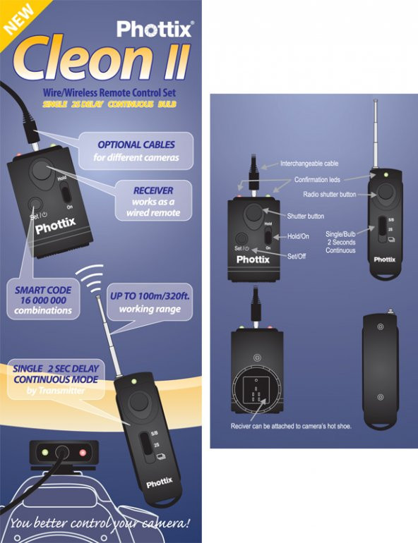 Canon 1D 5D 6D 7D Serileri 40D 50D İçin Phottix Kablosuz Kumanda - 3