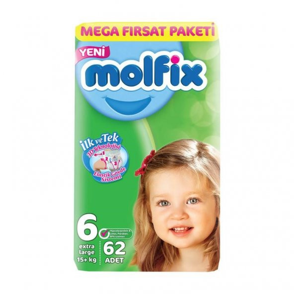 Molfix 6 Numara Extra Large 62li Bebek Bezi