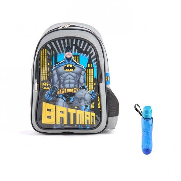 Batman Lisanslı Okul Çantası - Batman İlkokul Çantası + Suluk Hediyeli