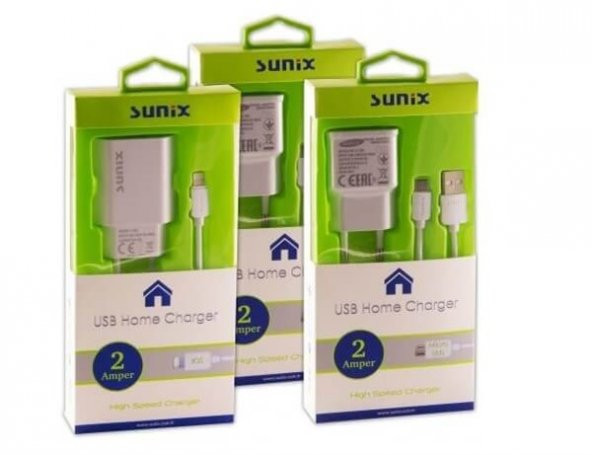 Sunix İphone 2 Amper Ev Tipi Şarj Cihazı Set