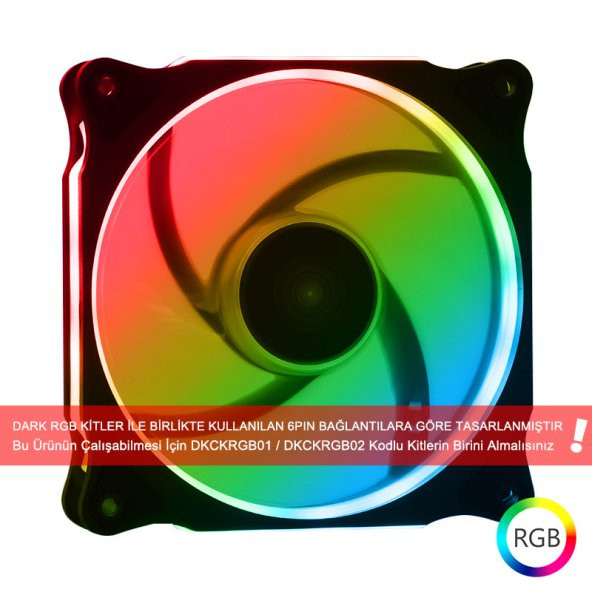 Dark 120mm Ultra Bright Ring RGB Ledli 6 Pin Kasa Fanı (RGB Kit ile Uyumlu!) (DKCF121RGB)