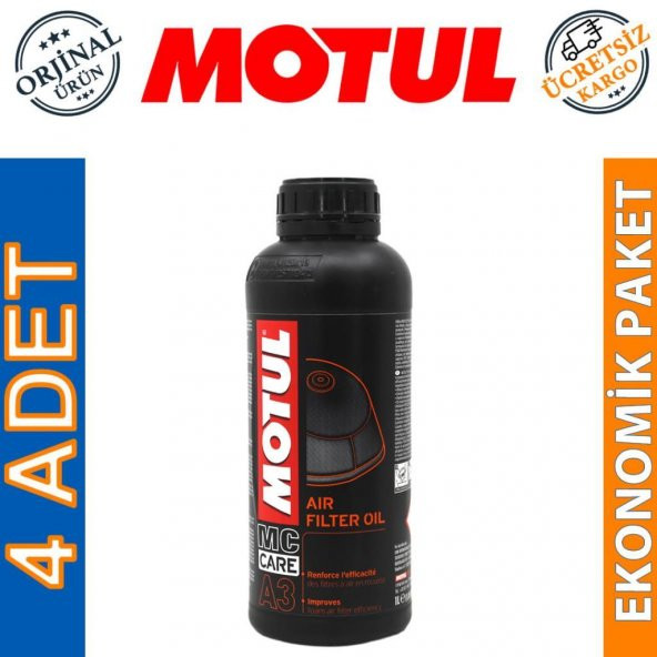 Motul A3 Air Filter Oil 1 Lt Hava Filtresi Yağı (4 Adet)