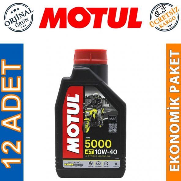 Motul 5000 10W-40 4T 1 Lt 4 Zamanlı Motosiklet Motor Yağı (12 Adet)
