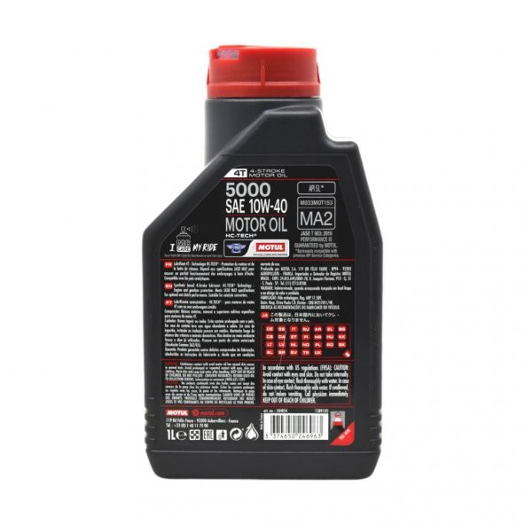 Motul 5000 10W-40 4T 1 Lt 4 Zamanlı Motosiklet Motor Yağı (4 Adet) - Resim 4