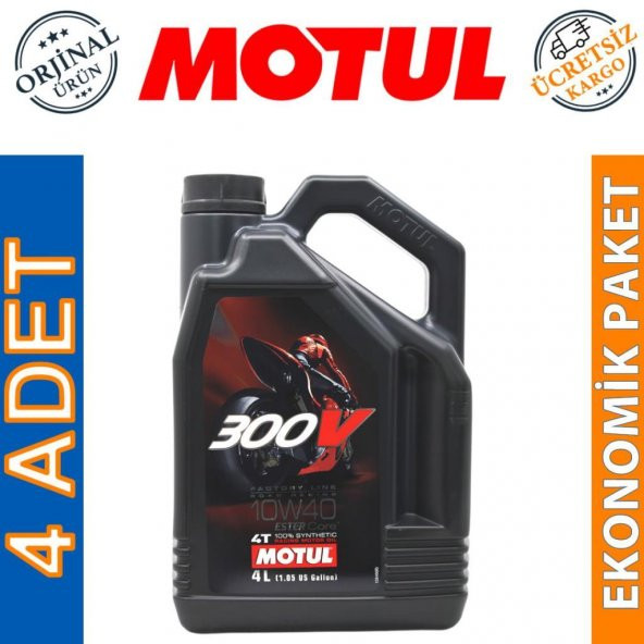 Motul 300V FL 10W-40 4T 4 Lt 4 Zamanlı Motosiklet Motor Yağı (4 Adet) ürün görseli