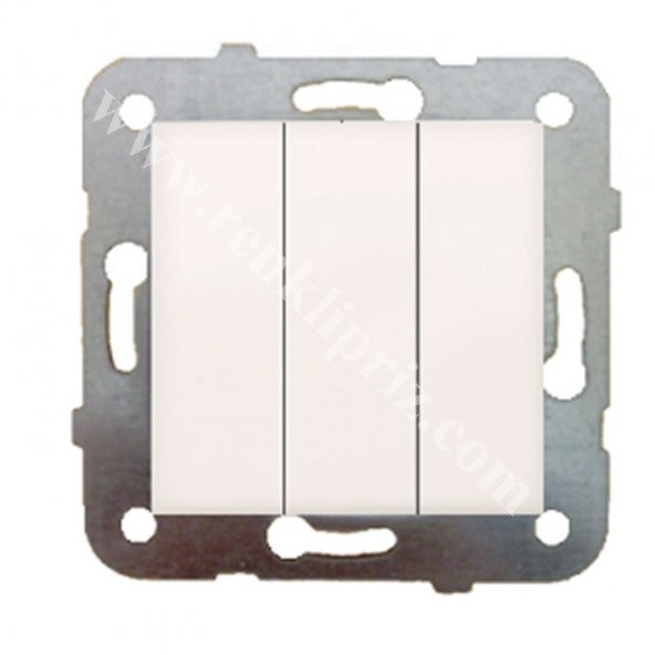 Viko 90967268 Karre Krem Üçlü Anahtar ürün görseli 1