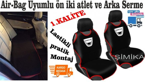 DACİA Ön Atlet Kılıf Minder ARKA SERME Airbag Uyumlu 2 başlık kı