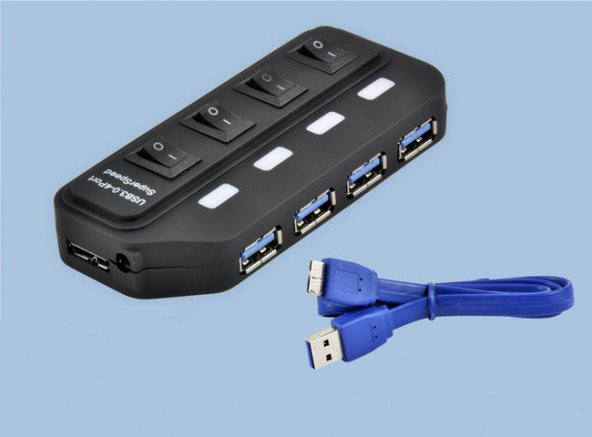 Anahtarlı USB3.0 - 4Lü Usb Hub Çoğaltıcı
