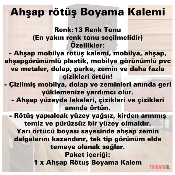 MARVY (JAPON MALI) AHŞAP Mobilya Parke Çizik Rötüş Kalemi - 4