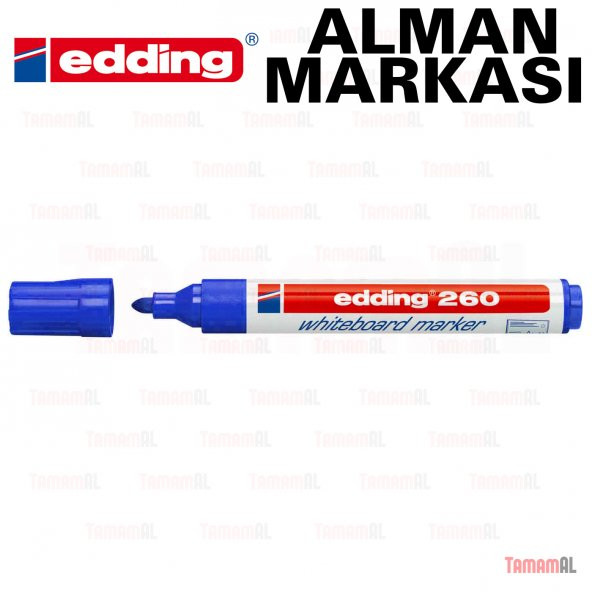 10 ADET (ALMAN EDDİNG) BEYAZ TAHTA KALEMİ KIRMIZI SİYAH MAVİ - 6