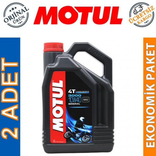 Motul 3000 10W-40 4T 4 Lt 4 Zamanlı Motosiklet Motor Yağı (2 Adet)