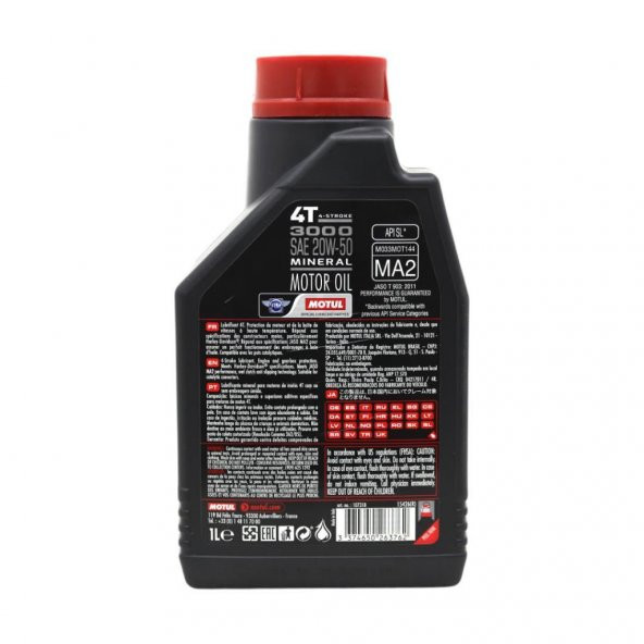 Motul 3000 20W-50 4T 1 Lt 4 Zamanlı Motosiklet Motor Yağı (12 Adet) - Resim 4
