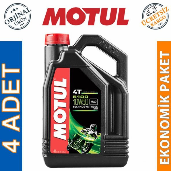 Motul 5100 10W-50 4T 4 Lt 4 Zamanlı Motosiklet Motor Yağı (4 Adet) ürün görseli