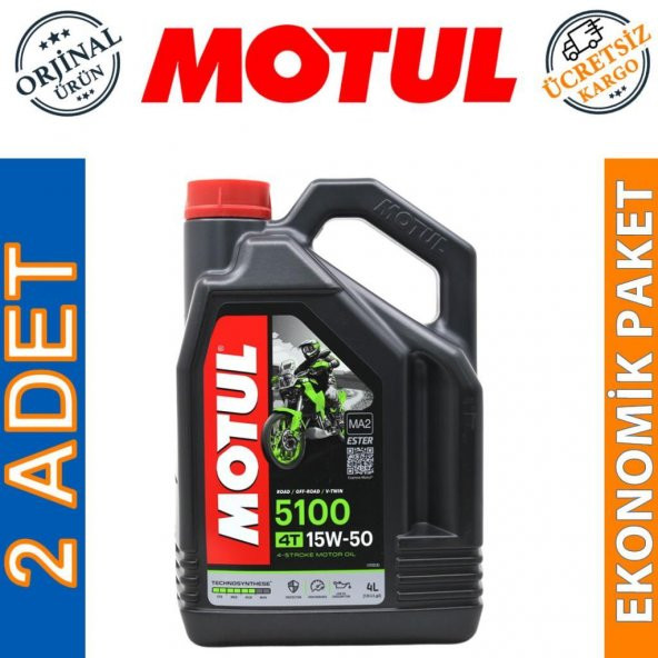Motul 5100 15W-50 4T 4 Lt 4 Zamanlı Motosiklet Motor Yağı (2 Adet)