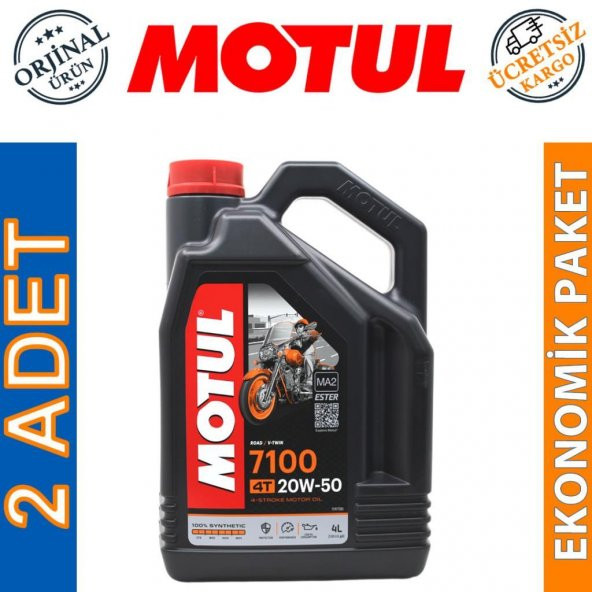 Motul 7100 4T 20W-50 4 Lt 4 Zamanlı Motosiklet Motor Yağı (2 Adet)