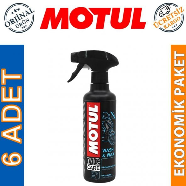 Motul E1 Wash & Wax 400 ML Susuz Temizlik ve Koruma Cilası (6 Adet)