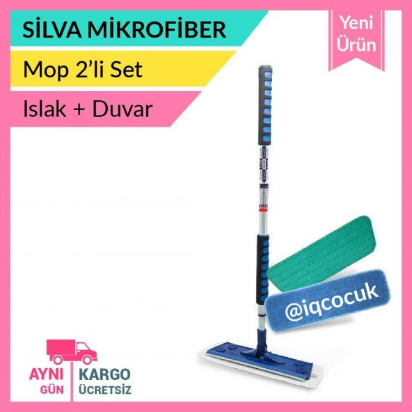 Silva Mikrofiber Islak Ve Duvar Bezli Mop 2Li Set