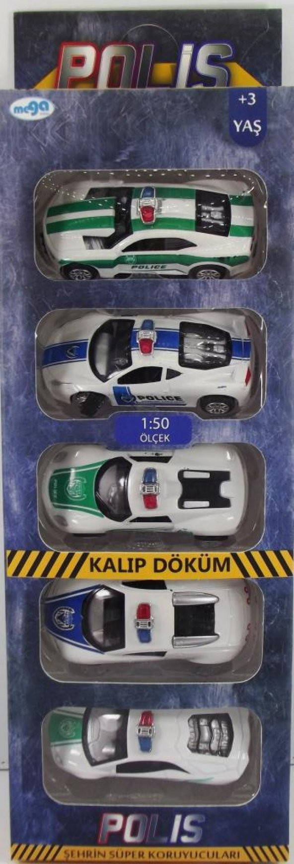 Sürtmeli Die Cast 5Li Metal Polis Araçları