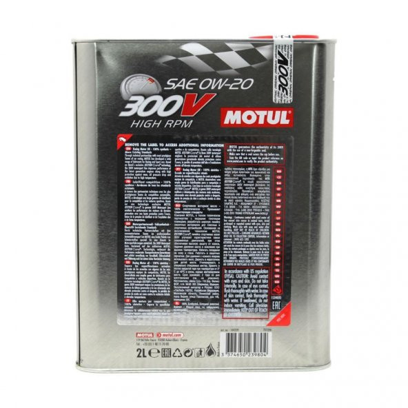 Motul 300V High RPM 0W-20 2 Lt Tam Sentetik Motor Yağı - 4