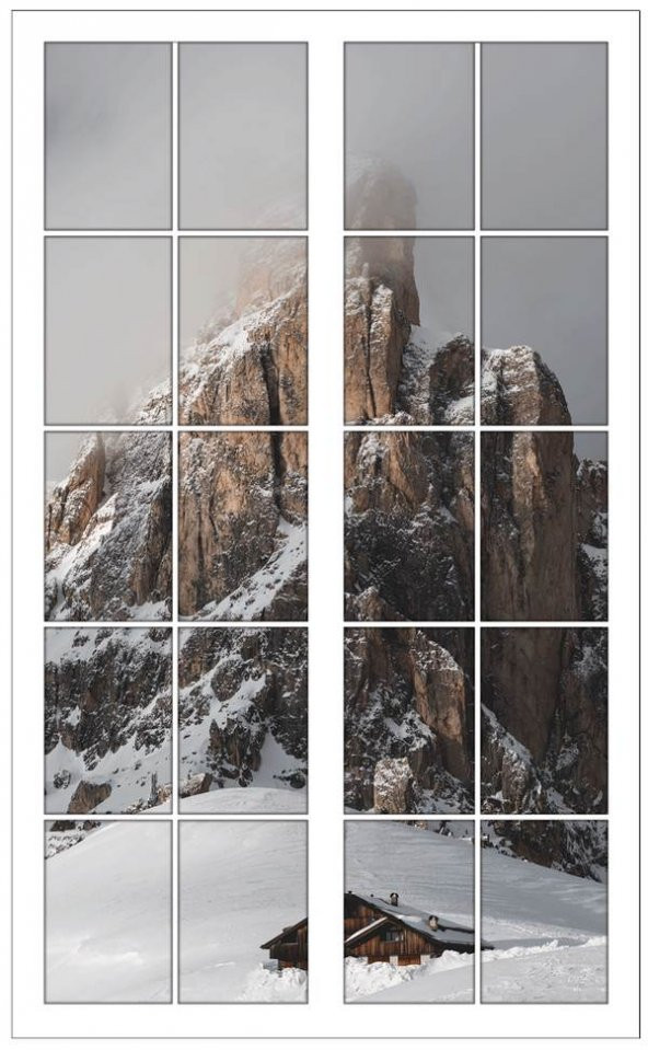 Pencere, Dağ, Kar, Manzara Duvar Sticker