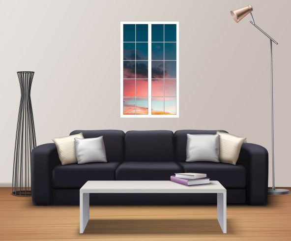 Pencere, Gökyüzü, Bulutlar Duvar Sticker - 2