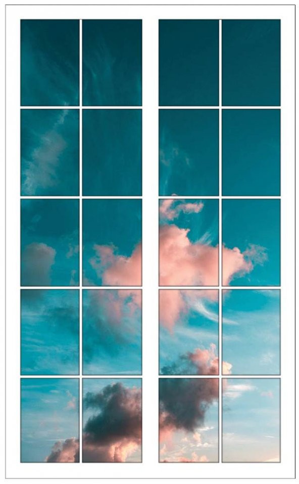Pencere, Gökyüzü, Bulutlar Duvar Sticker