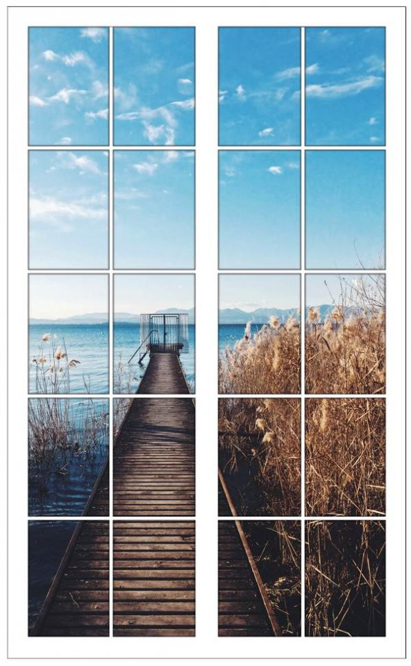 Pencere, Ahşap İskele, Deniz, Duvar Sticker