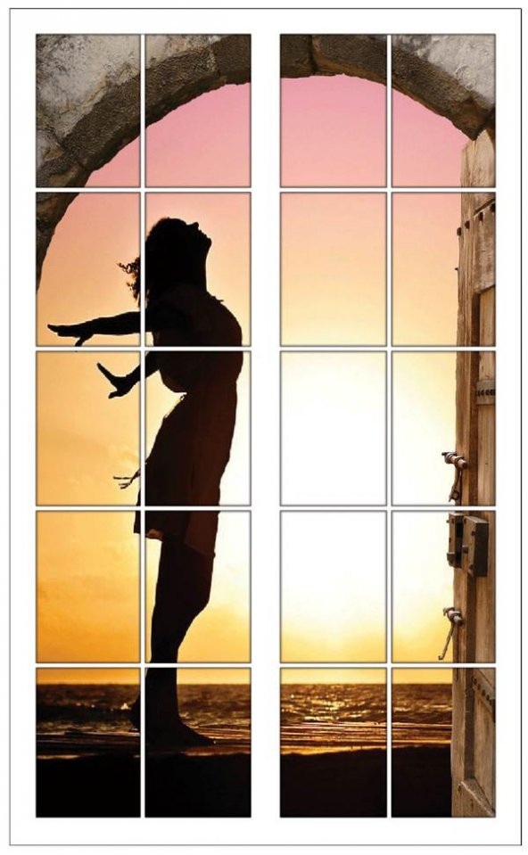 Pencere, Kız Silueti, Gün Batımı Duvar Sticker