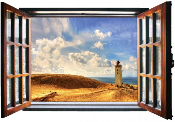Pencere, Deniz Feneri Duvar Sticker