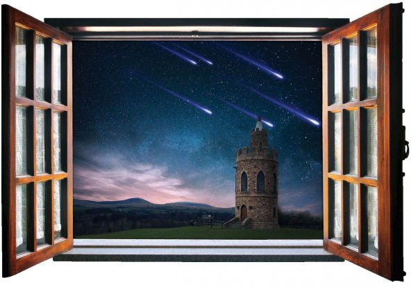 Pencere, Kuyruklu Yıldızlar ve Kule Duvar Sticker