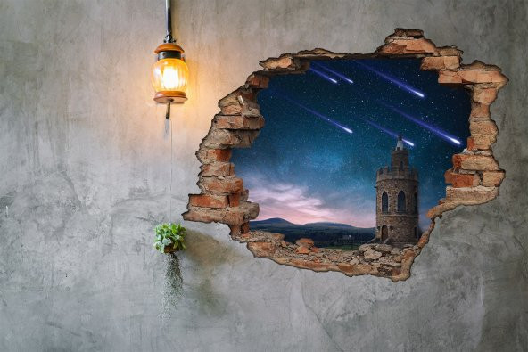Kırık Tuğla, Kule, Kuyruklu Yıldız Duvar Sticker - 2