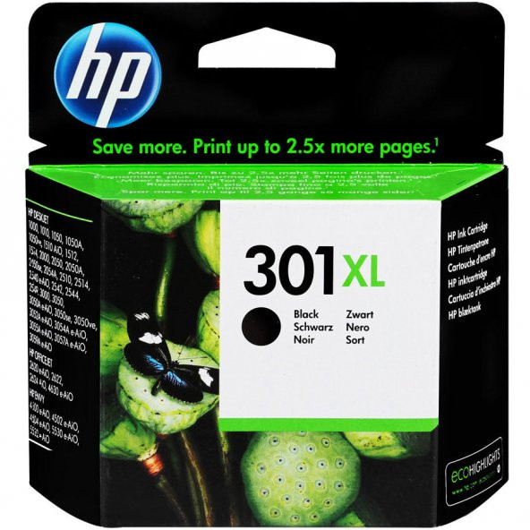 HP CH563EE (301XL) SIYAH YUKSEK KAPASITELI MUREKKEP KARTUSU 480 SAYFA - 1