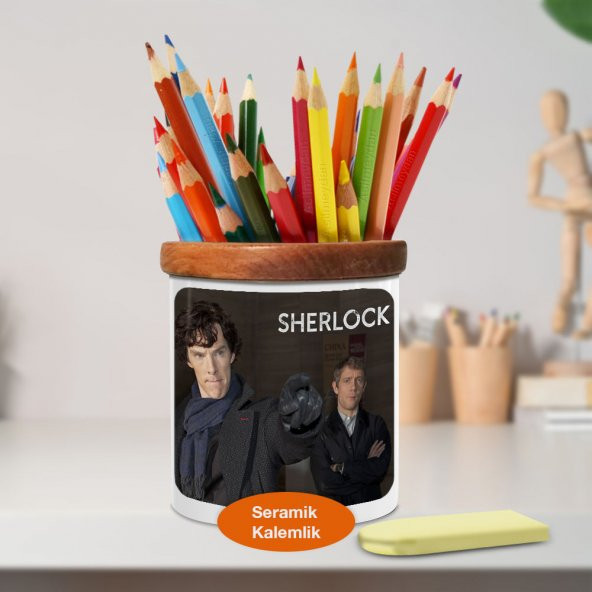 Dedektif Sherlock Holmes Ahşap Seramik Kalemlik - 324261 - 1