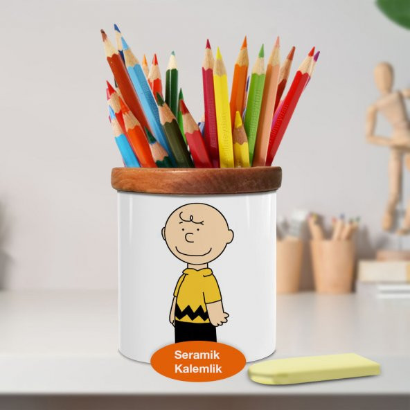Charlie Brown Snoopy Ahşap Seramik Kalemlik - 0512908152245