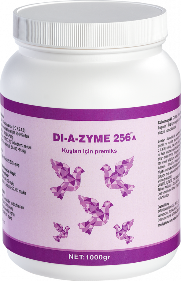 DİAZYME 256-KUŞLAR İÇİN-DOĞAL KORUYUCU VERİM ARTIRICI-1Kg