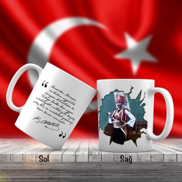 Asil Hediyelik Mustafa Kemal Atatürk Yeniçeri Kıyafeti - Atatürkün Sözleri -Kupa Bardak