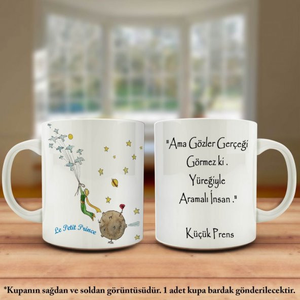 Küçük Prens Söz Yazılı Tasarımlı Kupa Bardak-Hediyelik - 1