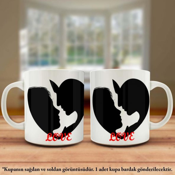 Asil Hediyelik Kadın Erkek Silüeti - Love - Aşk - Kupa Bardak - Hediyelik