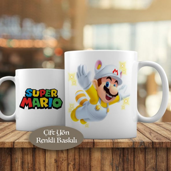 Süper Mario Yazılı Uçan Neşeli Mario Kupa Bardak Hediyelik-506 - 1