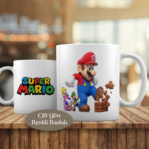 Süper Mario Yazılı Tuğla Kıran Mario Kupa Bardak Hediyelik-352 - 1
