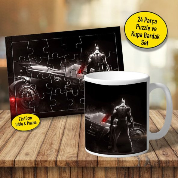 Batmanın Arabası Kupa Bardak ve 24 Parça Puzzle Yapboz Set-7143 - 1