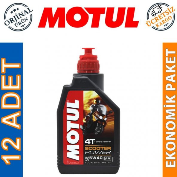 Motul Scooter Power 5W-40 MA 4T 1 Lt 4 Zamanlı Motor Yağı (12 Adet)