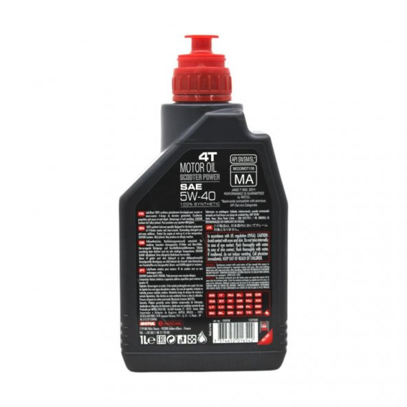 Motul Scooter Power 5W-40 MA 4T 1 Lt 4 Zamanlı Motor Yağı (6 Adet) - 4